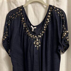 Joie 'Benton' Tunic Dress in Caviar NWT Beaded & Embellished Size S